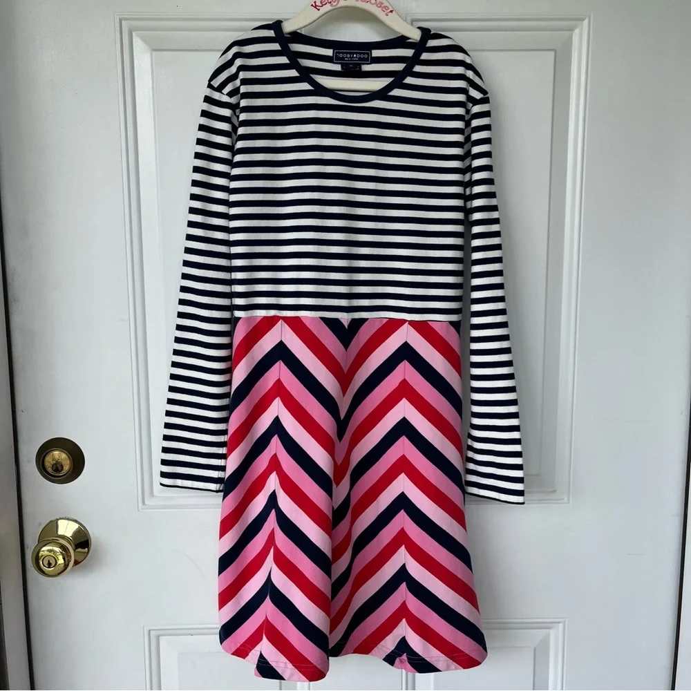 •Toobydoo• Girls Long Sleeve Striped Knit Dress - Size 12